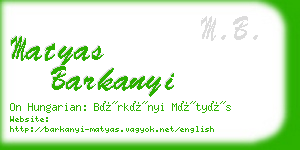matyas barkanyi business card
